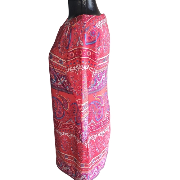 Old Navy Paisley Print Red Shift Dress with Cropped Sleeves M - Picture 4 of 6